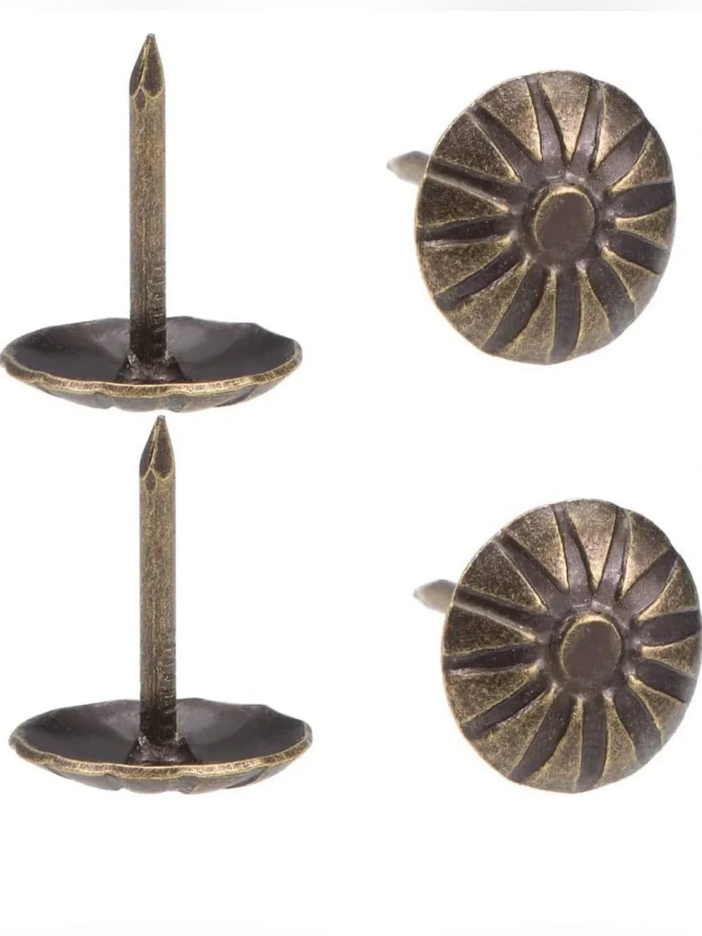 35pc Antique Brass Style Upholstery Tacks - Decorative Furniture Nails 11mm